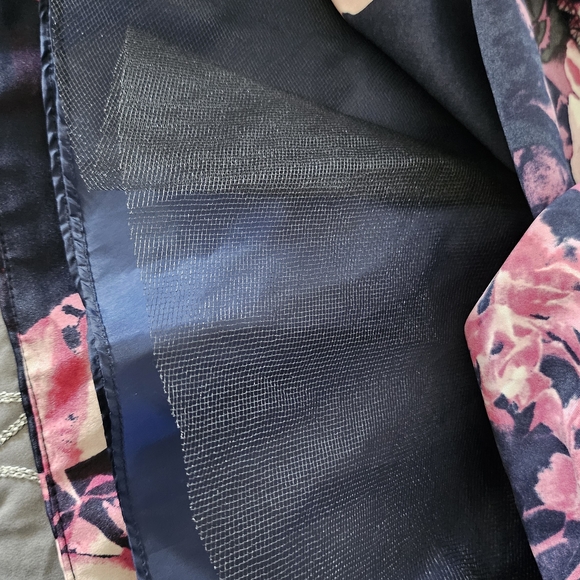 Xscape Navy and Pink Floral Formal Dress - Picture 3 of 4